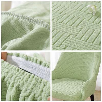 High-elastic Dining Chair Cover Anti-slip Jacquard Stool Slipcover Curved Soft Integrated Seat Cover for Home Decoration