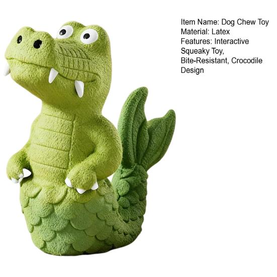 Crocodile Dog Chew Toy Squeaky Crocodile Bite-Resistant Interactive Dog Toy Teeth Cleaning Self-Entertainment Toy for Dogs Puppies Play Chewing