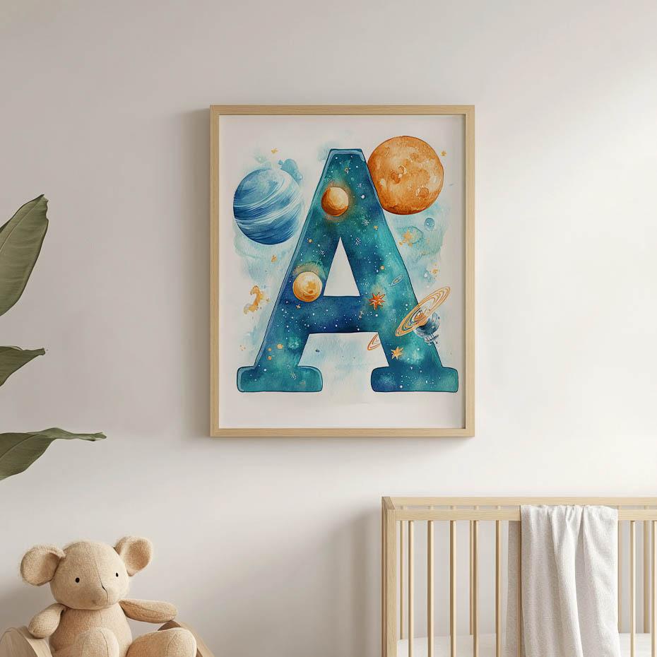 Plakat "A" W Kosmosie Plakat "A" W Kosmosie, 30X40 Cm, Rama Aluminiowa Złota, Papier Matowy 230 Gsm