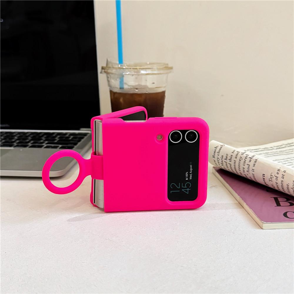 Offical Liquid Silicone Ring Holder Case For Samsung ZFlip 3 4 Folding Soft Candy Color Camera Protective Shockproof Cover Funda
