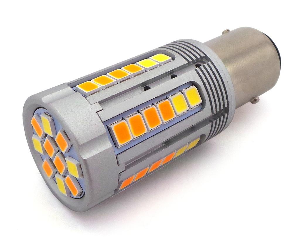 2 pezzi lampadina P21/5W LED BAY15D 12-24V 21/5W bianco-arancione senza errore Off-Road