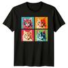 Pop Art Cat T-Shirt Colourful Retro Cat Lover Novelty Funny Birthday Gift