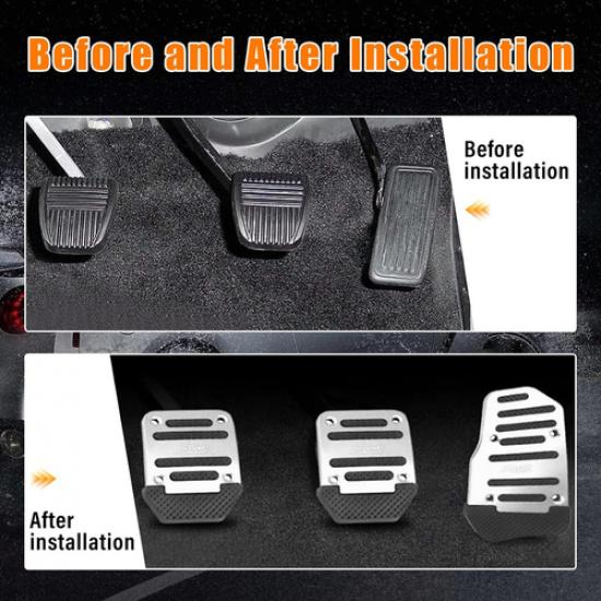 3PCS Non-Slip Car Pedal Pads Manual Gearbox Gas Pedal Brake Pedal Cover Alumin