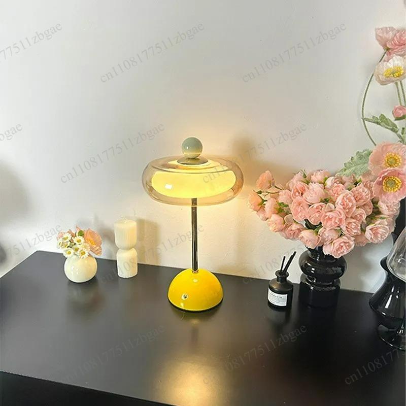 Vintage Dimmbare Glas Tischlampe Mid-Century Stil Ambient Schreibtischlampe für Schlafzimmer Nachttisch Arbeitsplatz Schreibtisch Heimdeko Beleuchtung