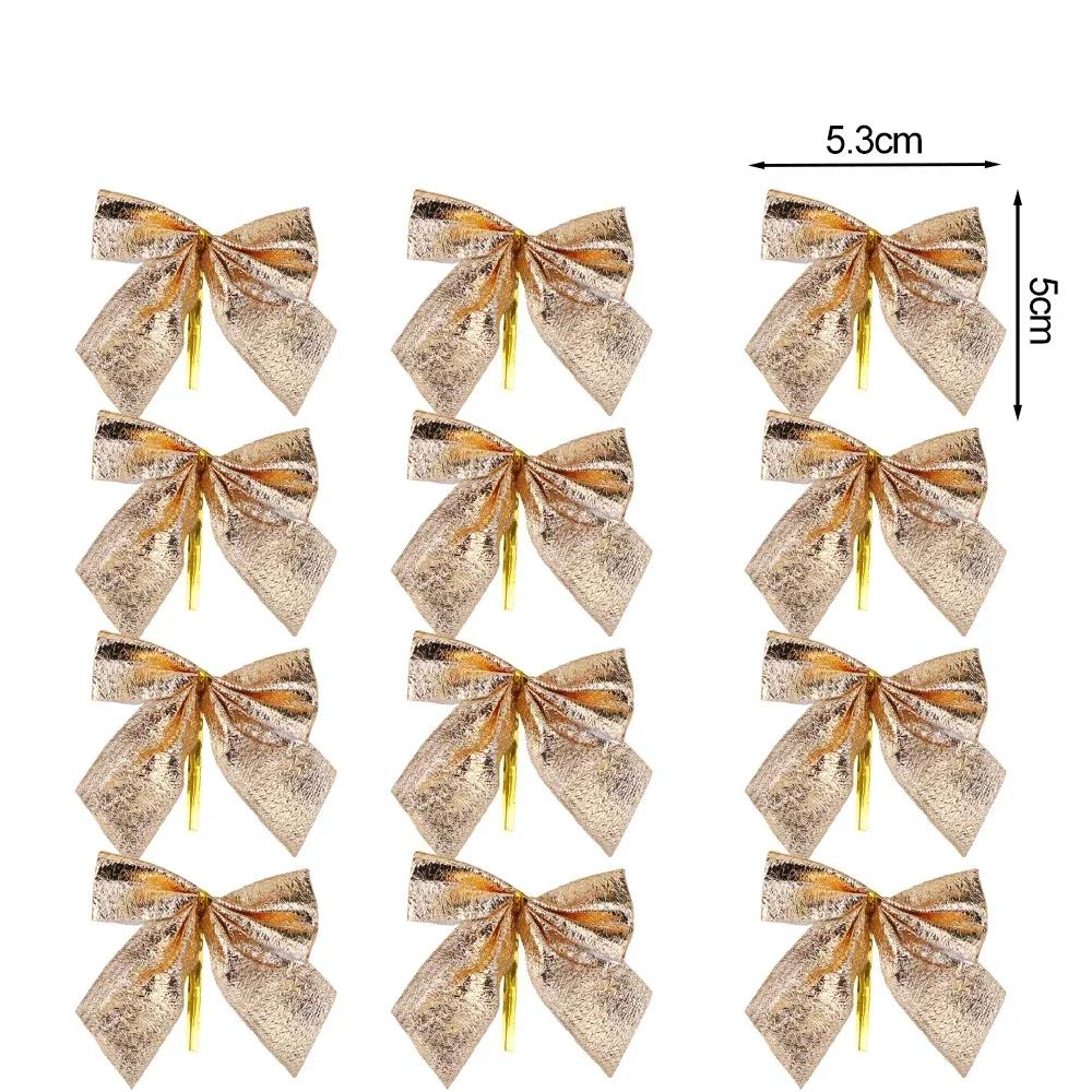 

12/120 шт. Рождественские декоративные банты Красные Золотые Банты-бабочки Подвески Украшения для Домашнего Декора Навидад Новый год Подарки для Вечеринки 12pcs(1set) золотой