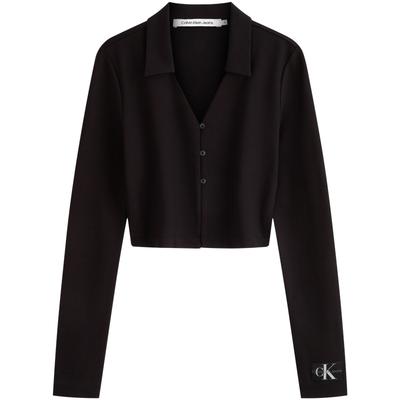 Klassisches Etikett Lässiger Pendler V-Ausschnitt Polo Strickpullover Damen Oberteile Space-Black J223551
