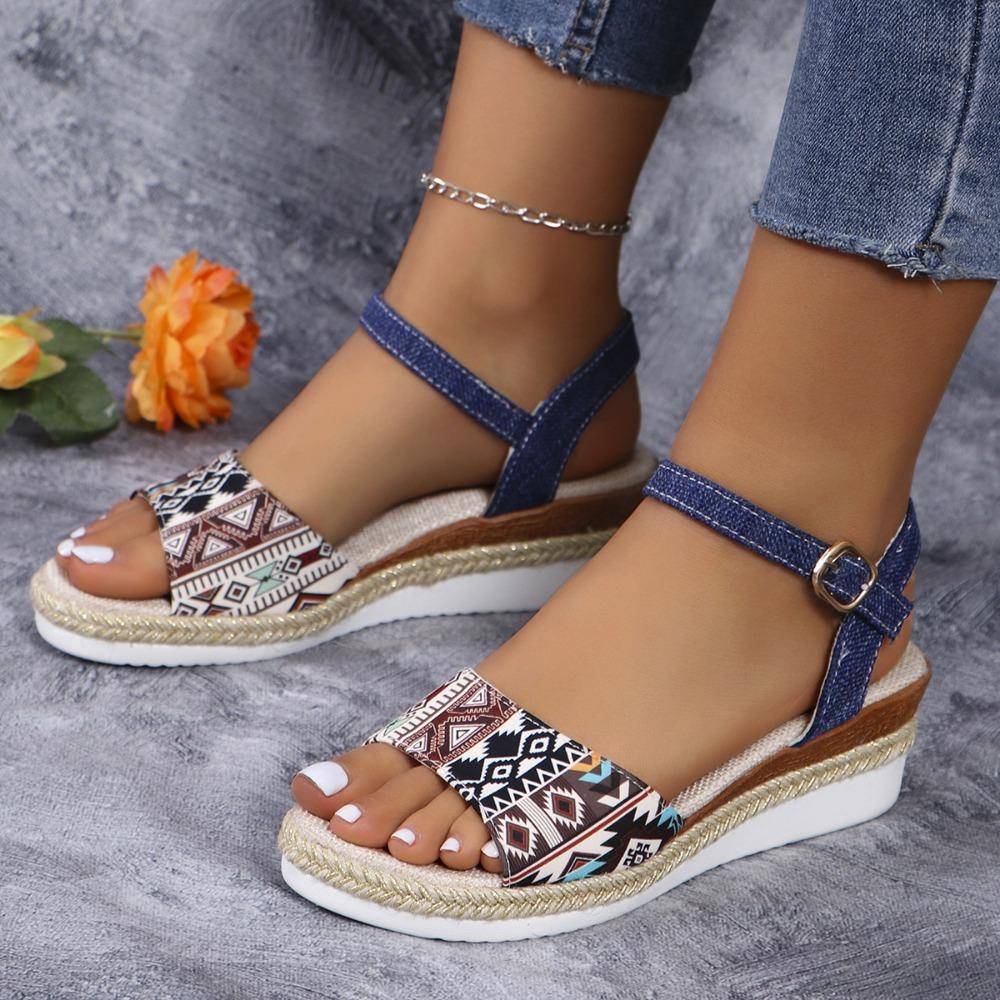 Damen Mode Plateau Sandalen Sommer Peeptoe Wedges Gladiatorsandalen Frau Rutschfest Dickbesohlt Strandschuhe 36-43