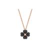 Latisha Flower Four Leaf Clover Reversible Pendant Crystal Necklace Women Necklace Black 5420246