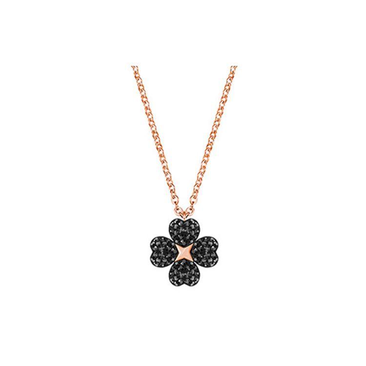 

Swarovski Latisha Flower Four Leaf Clover Reversible Pendant Crystal Necklace Women necklace Black 5420246 Box+Shopping Bag
