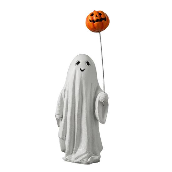 Halloween Ornament Spøkelse Heksehatt Gresskardesign Resin Statuett Dekorasjon Hjemmefest Atmosfære Rekvisitter