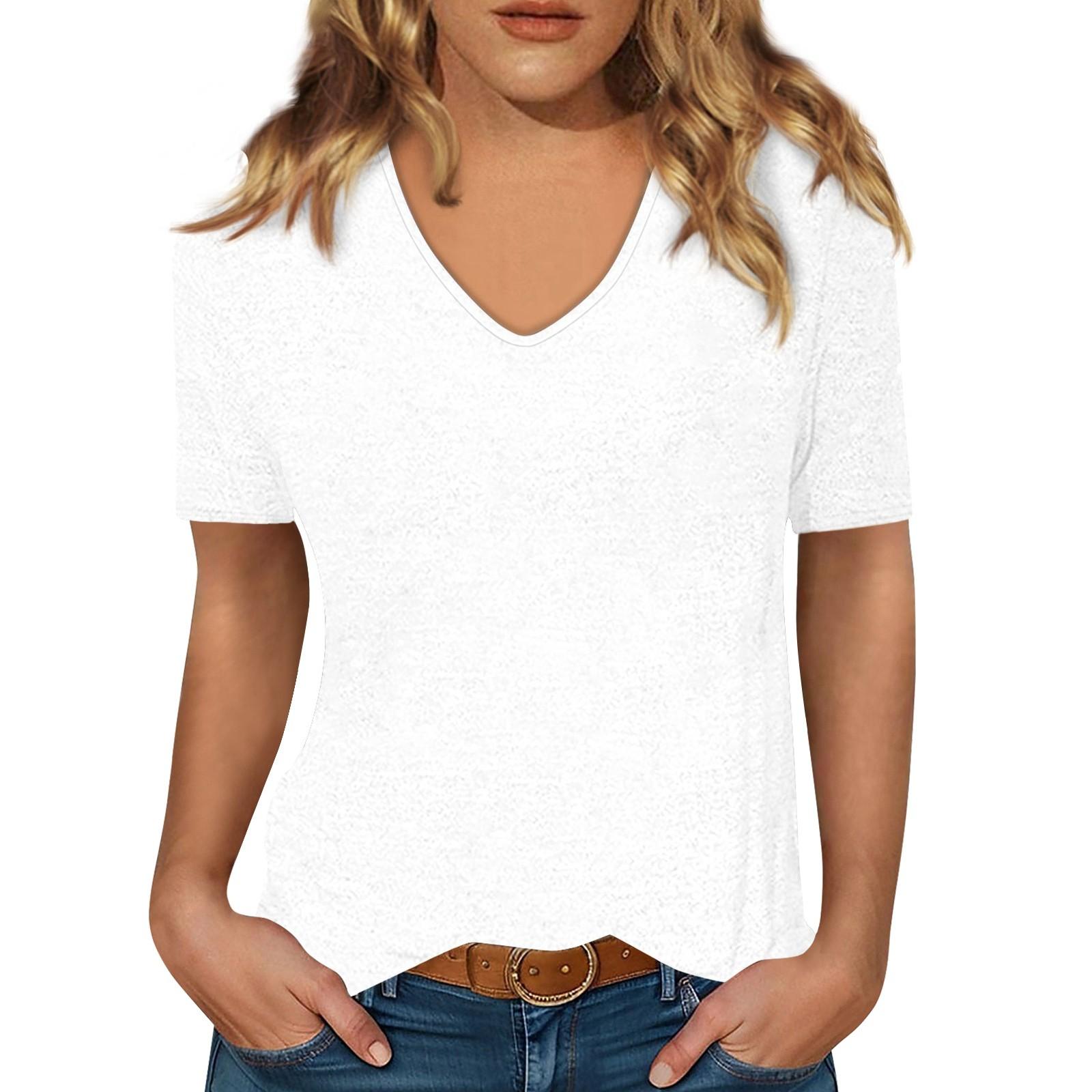 

Женская футболка с короткими рукавами, однотонный топ с v-образным вырезом M бежевый