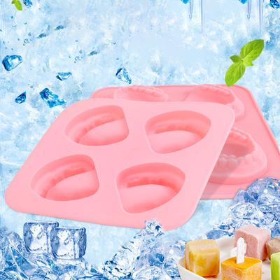 Silicone Ice Mold DIY Funny Gift Pink 4 Hole Tooth-shaped Ice Making Tray Kitchen Supplies