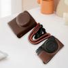 Vintage PU Leather Camera Bag Half Body Protective Cover with Strap for GR IIIx GR III GRIII GR3 Enhanced Grip Soft Lining 1Celsius4 Inch Thread Hole