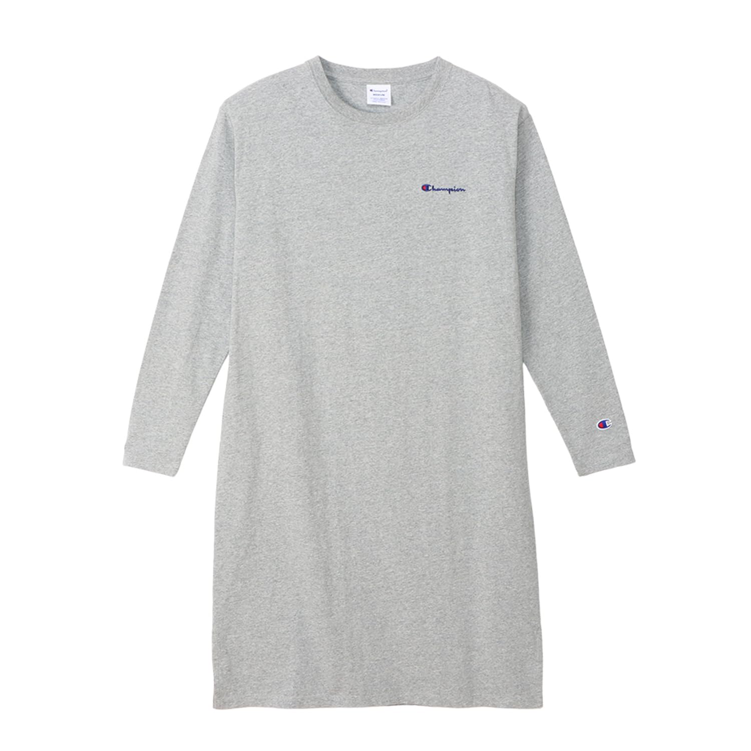 

Champion Long Sleeve Crew Neck CottonUSA Script Oxford Size M Women s Dress, 100% Cotton, Logo, Gray, (CW-W401)