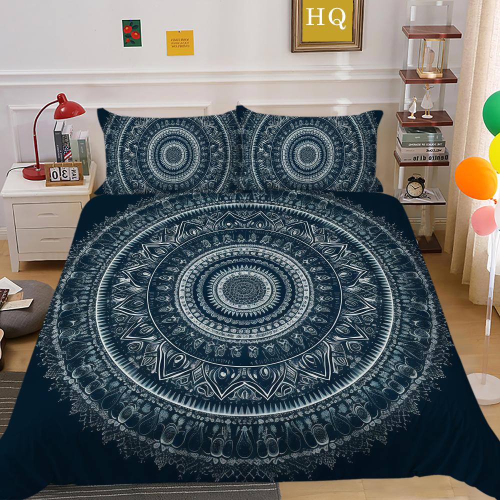 Home Bedding Set 3D Mandala Printing Bedspreads Queen Double Size Microfiber Duvet Cover Set Bedroom Decor