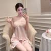 French Padded Pajamas for Women, Summer Lace Camisole and Shorts Set, Sexy Pure and Innocent Style Loungewear