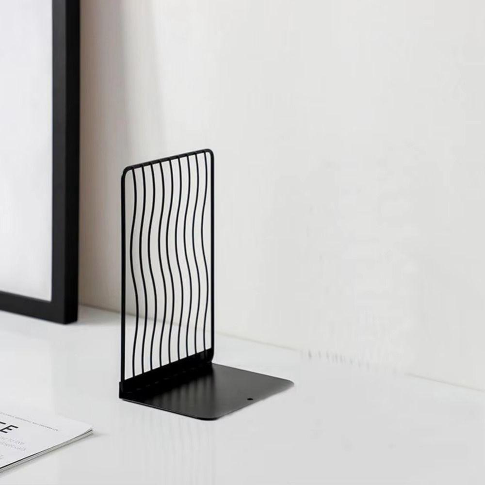 Sturdy Metal Bookends Anti-slip Document Holder Creative Desktop Bookshelf  Students