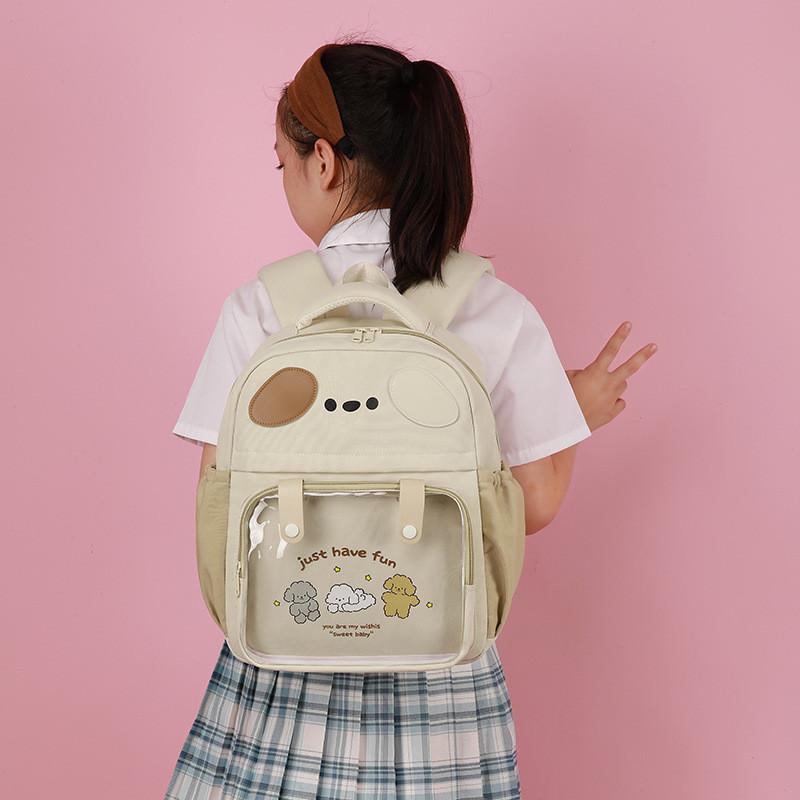 Puppy Cartoon Letter Kids Clear Backpack Cute Animal Design Toddler School Bag