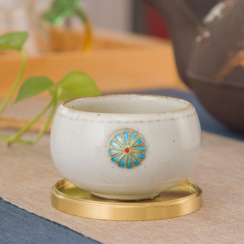 5Pcs Brass Coaster Metal Dining Disc Heat Insulation Mat Round Display Plate Teas Coffee Cup Tray Home Keys Storage Tray