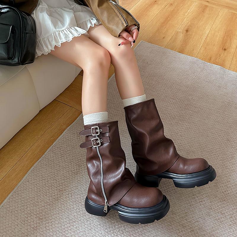 Stivali Martin da donna autunno e inverno nuovi stivali western cowboy retrò stivali da pantaloni con rialzo piccolo stivali da equitazione da donna