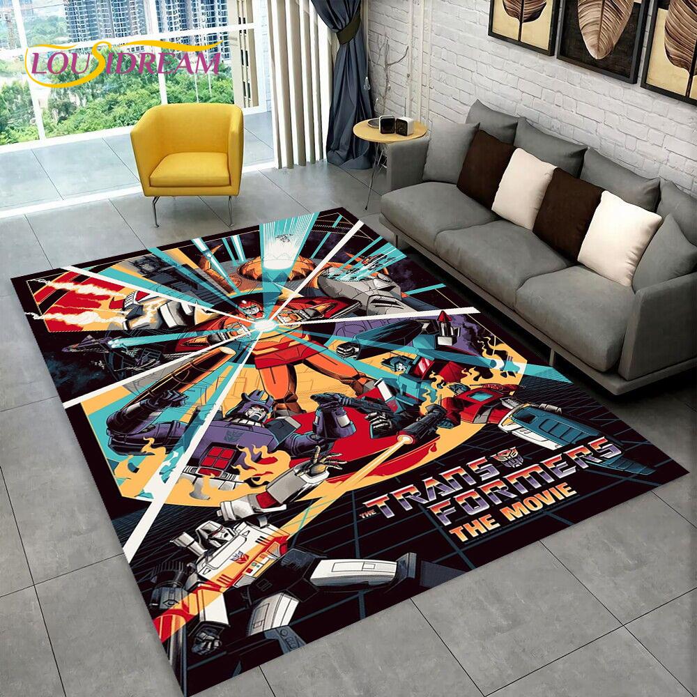 3D Transformers Cartoon Autobots Teppich für Zuhause Wohnzimmer Schlafzimmer Sofa Fußmatte Dekoration, Kinderzimmer Teppich Rutschfeste Bodenmatte Geschenk