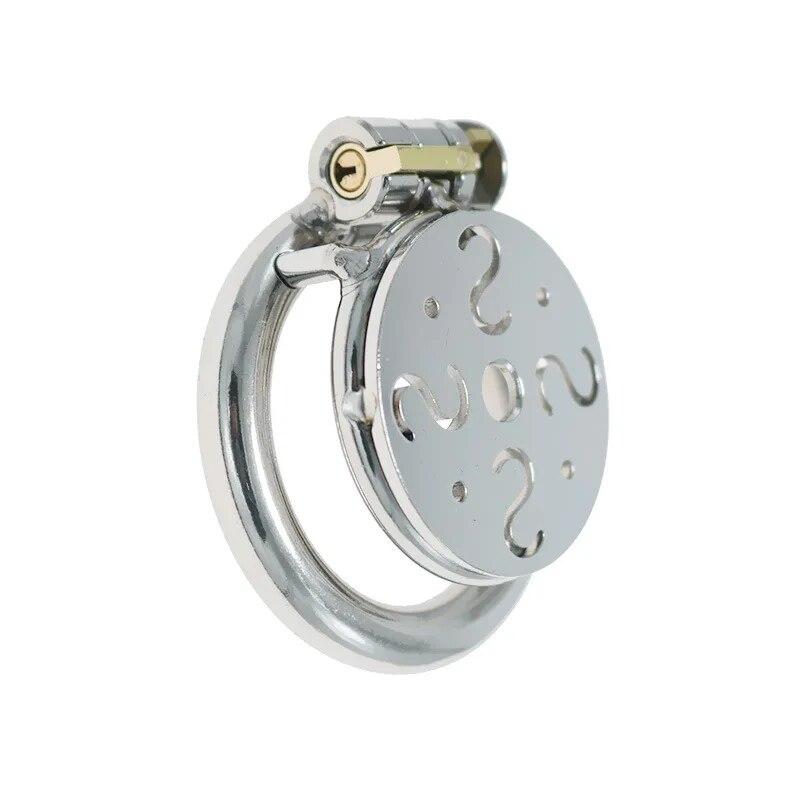 2024 New Metal Chastity Cage Flat Penis Lock Anti-Cheating Chastity Device Cock Cage Abstinence Adult Erotic Products For Men 18