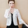 Summer Beaded Flare Sleeve Black White Lace Cardigan Short Jacket Women Coat J229