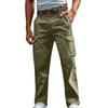 Men's Relaxed Fit Multi Pocket Cargo Pants Outdoor Utility Trousers with Straight Leg Design for Casual Wear Work Travel