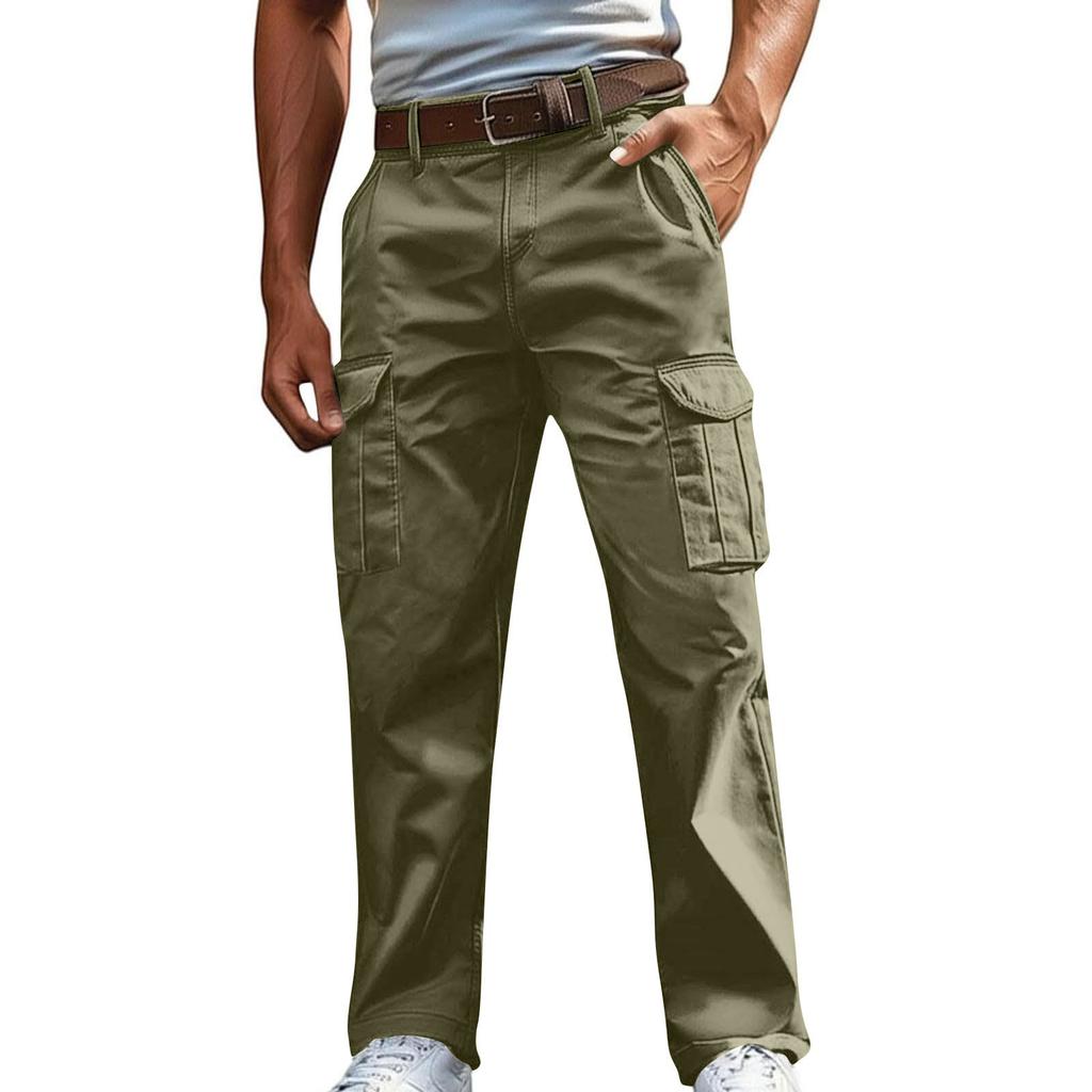 Men's Relaxed Fit Multi Pocket Cargo Pants Outdoor Utility Trousers with Straight Leg Design for Casual Wear Work Travel