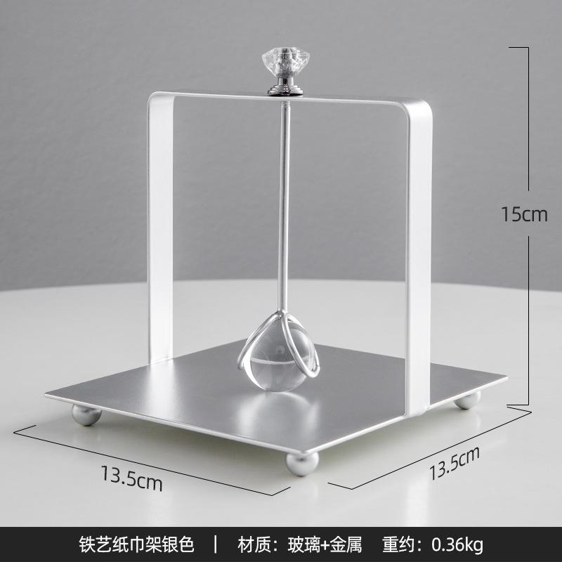 Square Metal Crystal Tissue Holder Electroplating Home Tabletop Tissue Decoration Upright Storage Press Base