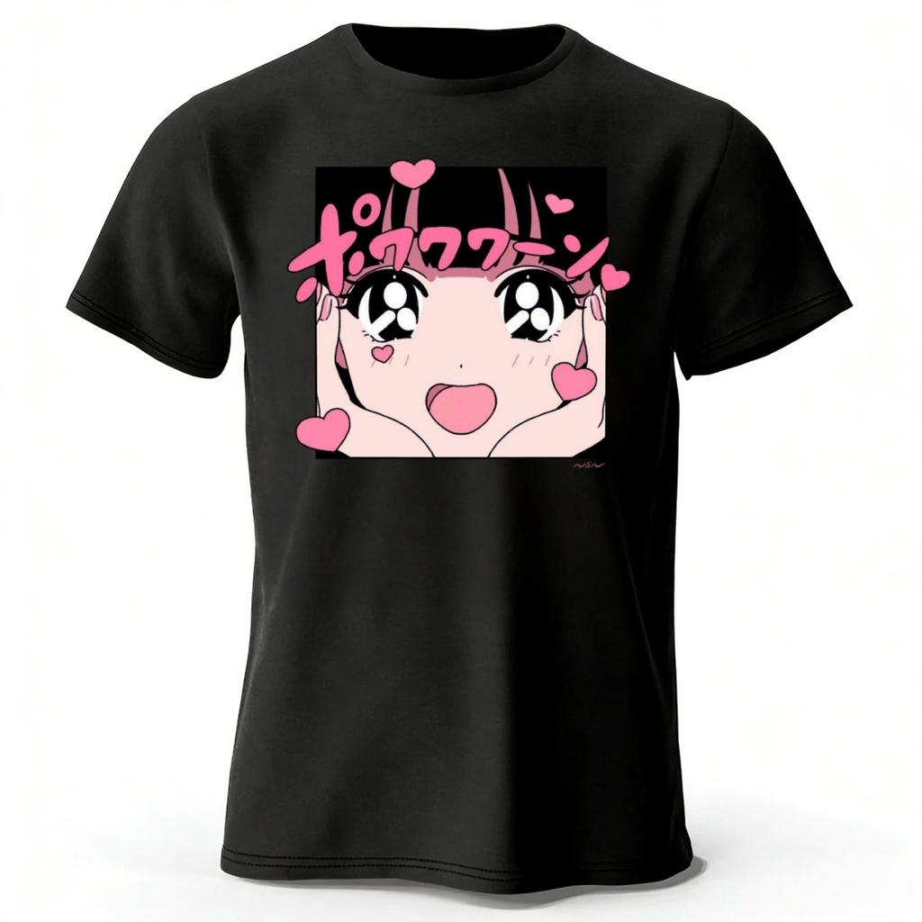 Kawaii Anime Cute Girl Printed Pure Cotton Tshirt for Menwomen Loose Oversized Short Sleeved Tshirt for Casual Daily Wear