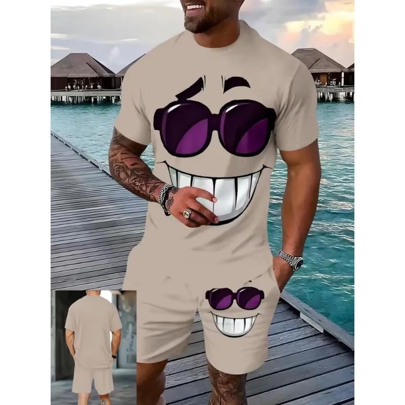 Modisches Lässiges Herrenanzug 3D Lässiger Farbdruck Sommer T-Shirt Shorts Einfach
