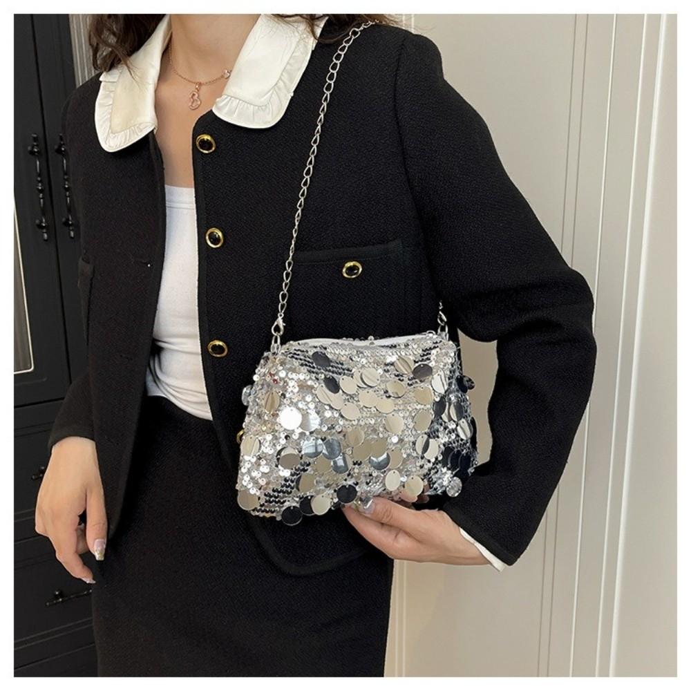 Large Capacity Chain Tote Bag Blingbling Evening Party Bag Fashion Female Handbag  Lady Girl