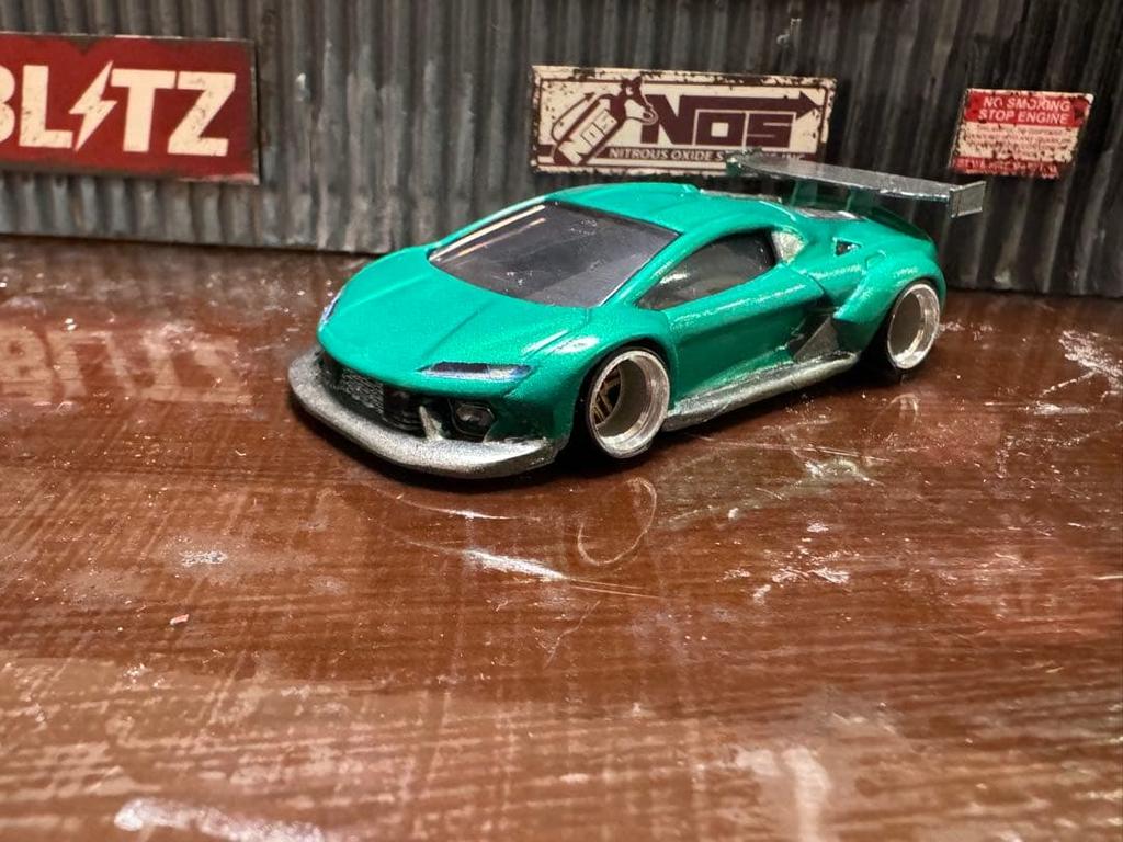 Metallic green Lamborghini Temerario minicar