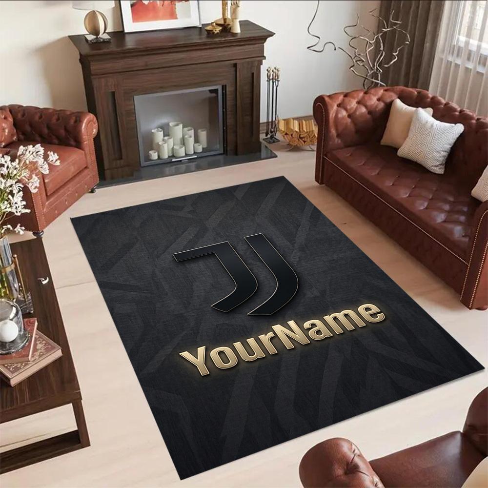 Juventus Customize Text Floor Rug Office Rug Suitable for Playrooms Dormitory Hallway Balcony Anti-slip Rug Office Home Decor Birthday/Christmas Gift