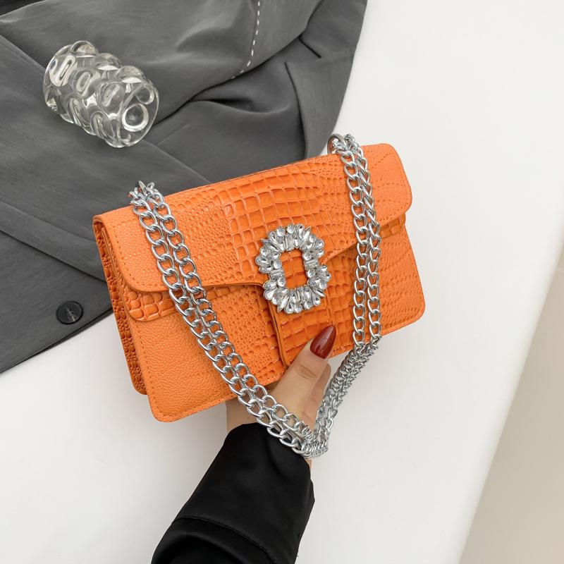 Temperature  Fashionable and Fashionable Summer New Style Simple Casual Texture Chain Crossbody Single Shoulder Small Square Bag for Women