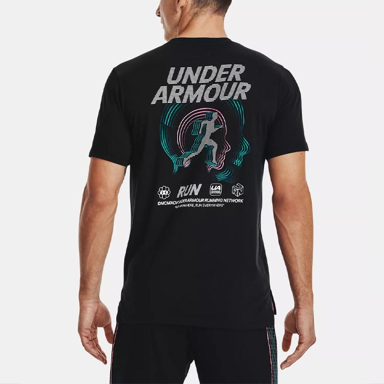 Under Armour Fitted Crew Neck Running T-Shirt Men Tops Black 1370977-001