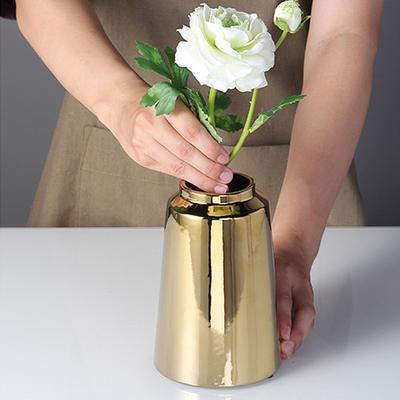 Nordic Golden Simplicity Ceramic Vase, Creative Home Dining Table Living Room Bedroom Dry Flower Decoration Accessories, 1Pc