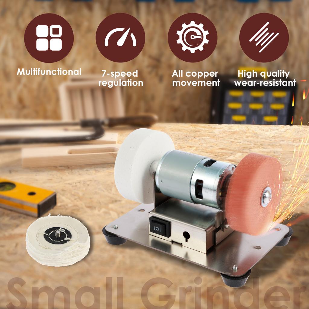 100W Mini Electric Belt Sander Double Grinder Machine 7 Speed Adjustable DIY Polishing Grinding Table Grinding Low Noise