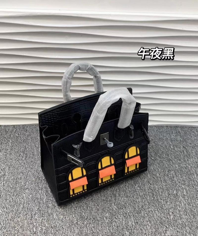 2026 Neues Palmenmuster mit Krokodilleder-Kombinationsfarbe Kleines Haus Platin-Tasche Mode Handtasche Schrägband Damen