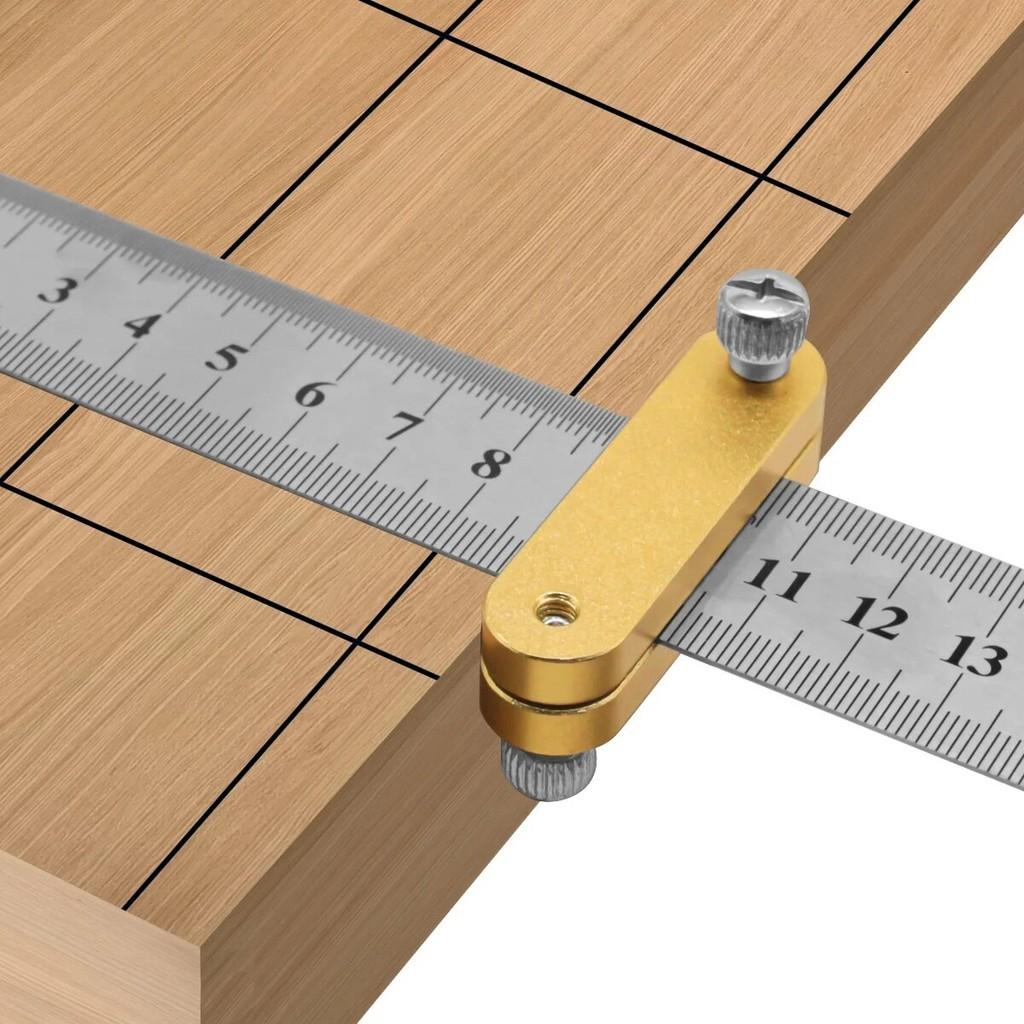 Steel Ruler Positioning Block Stop Carpentry Scriber Line Marking Gauge Ruler Woodworking Scriber Measuring Tool