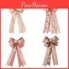 Festive Large Burlap Double Layer Bow With Snowflake And Maple Leaf Patterns For Christmas