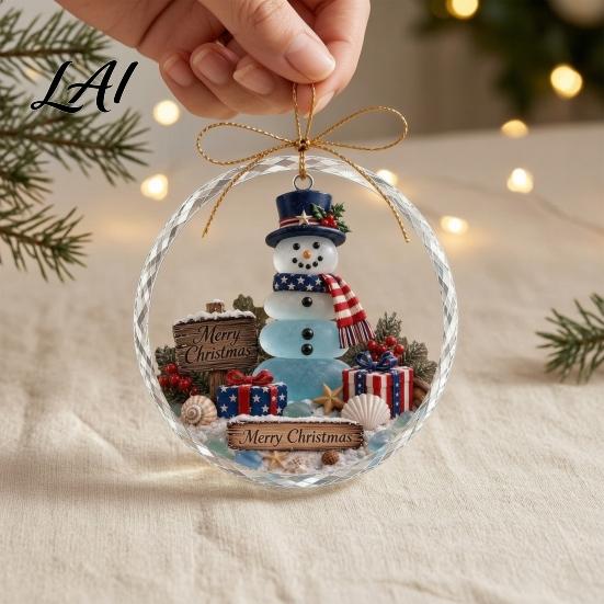 Xmas Tree Hanging Decor Christmas Acrylic Pendant for Holiday Decoration 2D Flat Ocean Theme Ornament Personalized Home Party Decor Lightweight