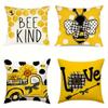 1Pc Set Bee & Letter Graphic Cushion Cover Without Filler Cartoon Cute Throw Pillow Case For Living Room Home Decor 18*18Inch