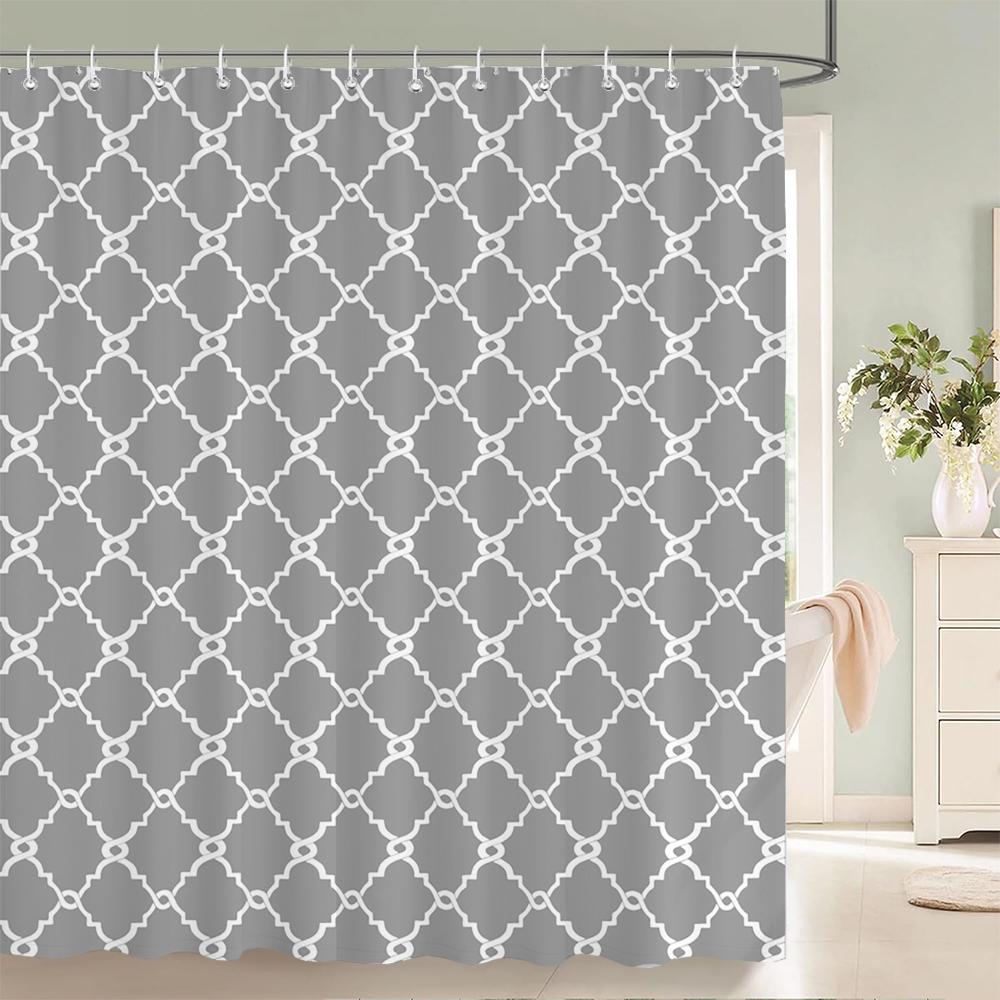 Waterproof Shower Curtains For Bathroom Home Decor Polyester Fabric Shower Curtains Geometric Pattern Multi-Size Shower Curtains
