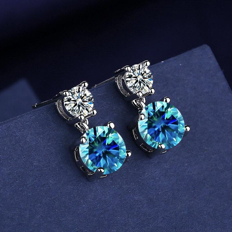 925 Silver Geometric Stylish Simple Round Zircon Multicolor Women's Daily Elegance Stud Earrings