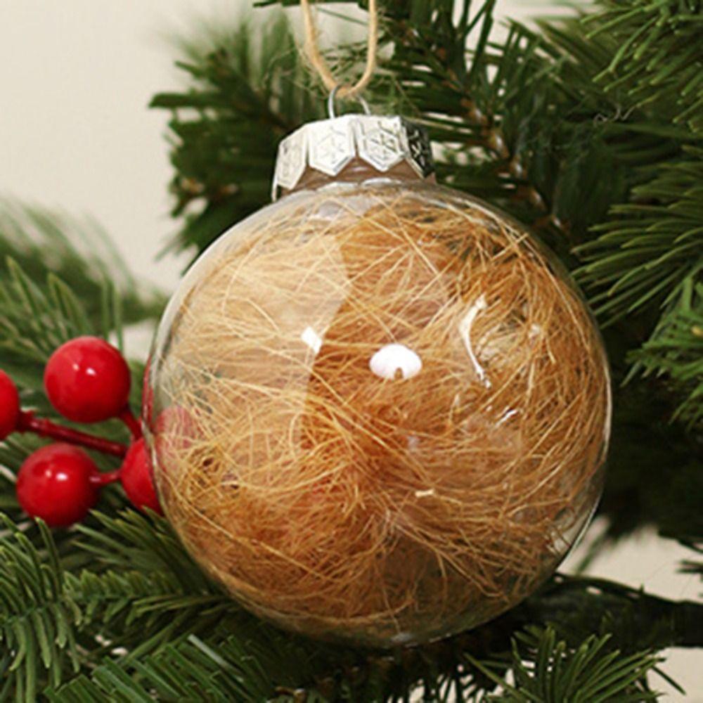 6pcs Transparent Christma Tree Pendants Entwined with Linen Rope Christmas Ornaments  Home