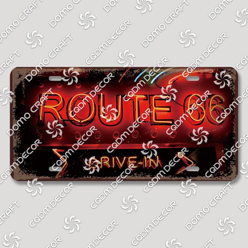 Vintage US Route  Tin Sign Metal Wall Art Decor  Retro Car Poster Plaque for Garage Motel Bar Club Gas Station  Perfect Home Dec