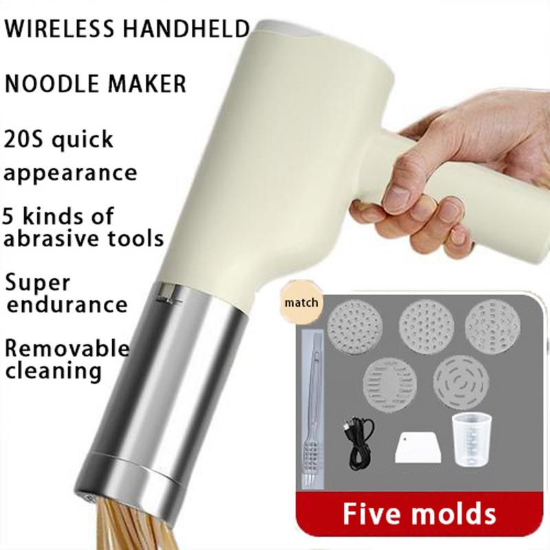 Handheld Electric Noodle Machine Electric Noodle Press Automatic Pasta Maker Machine Cordless Pasta Maker Dough Press 5 Moulds