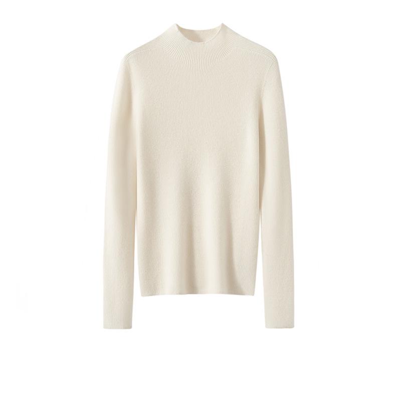 Women's Thick Warm 100% Pure Cashmere Short Slim Fit Half Turtleneck Sweater - Perfect Layering Piece